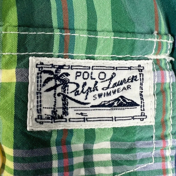 POLO RALPH LAUREN VINTAGE Swimwear Plaid Men’s Trunks Large - Picture 5 of 8